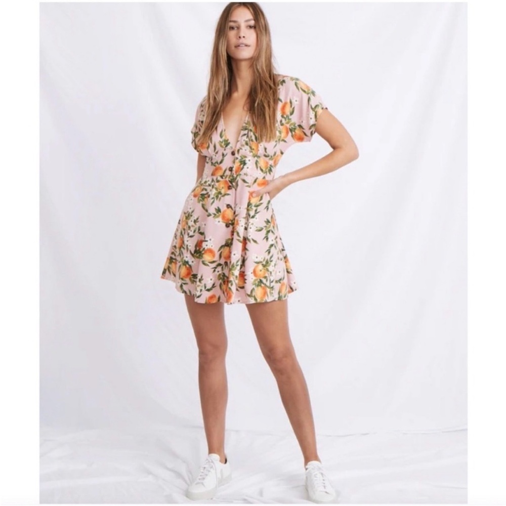 Marine Layer Pink Mini Dress with Orange Floral Print